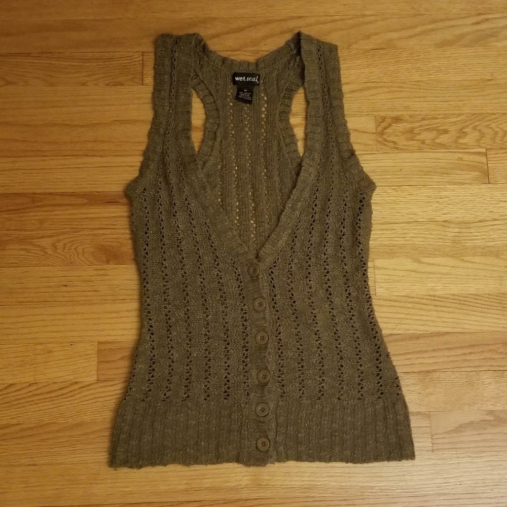 Wet Seal knit button down vest
